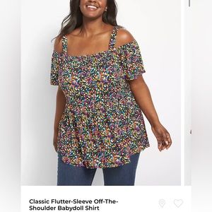 Classic Flutter Slv Off Shoulder, colorful print, Lane Bryant, size 22/24, NWT